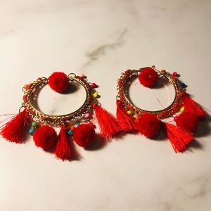 Red Tassel Earrings